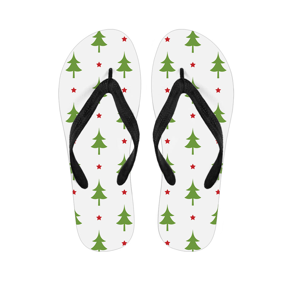 Christmas Tree And Star Pattern Print Flip Flops