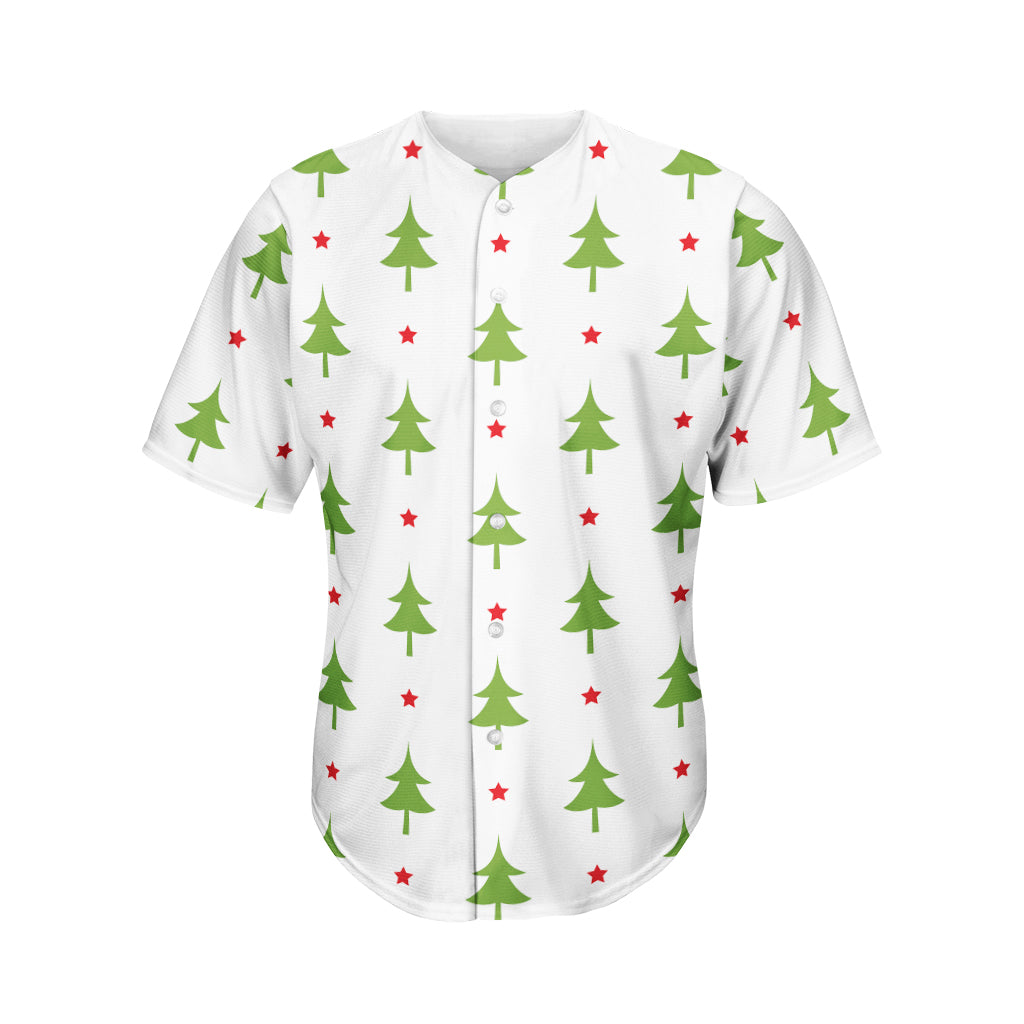 Christmas Tree And Star Pattern Print Men's Baseball Jersey