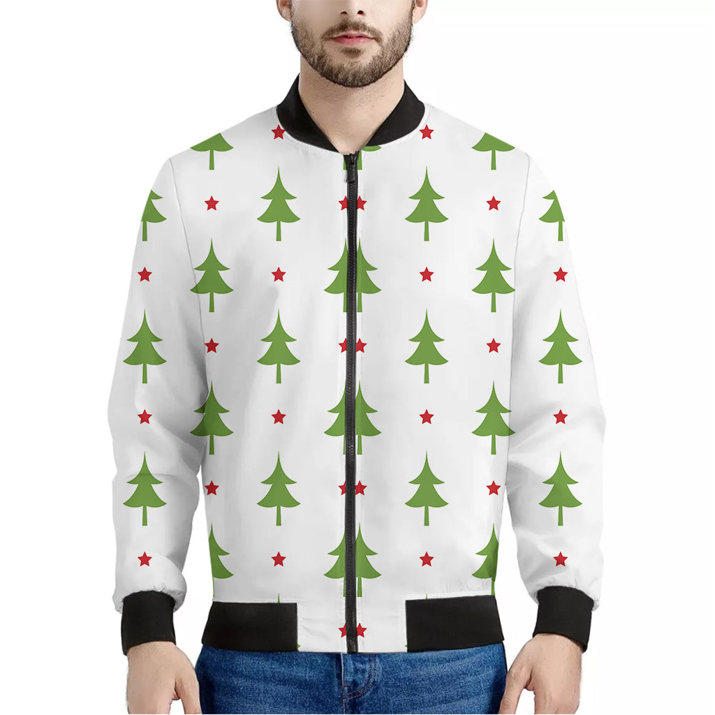 Christmas Tree And Star Pattern Print Men's Bomber Jacket