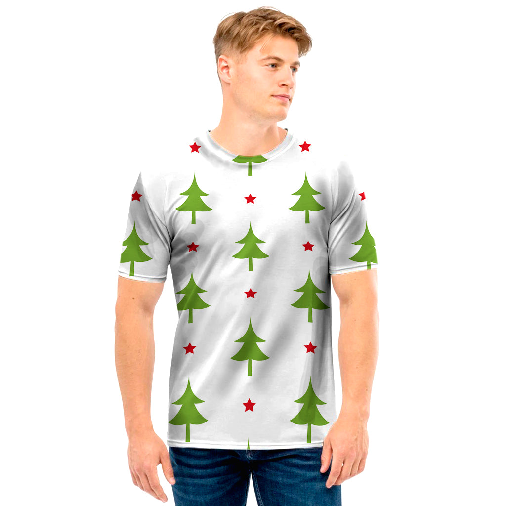 Christmas Tree And Star Pattern Print Men's T-Shirt