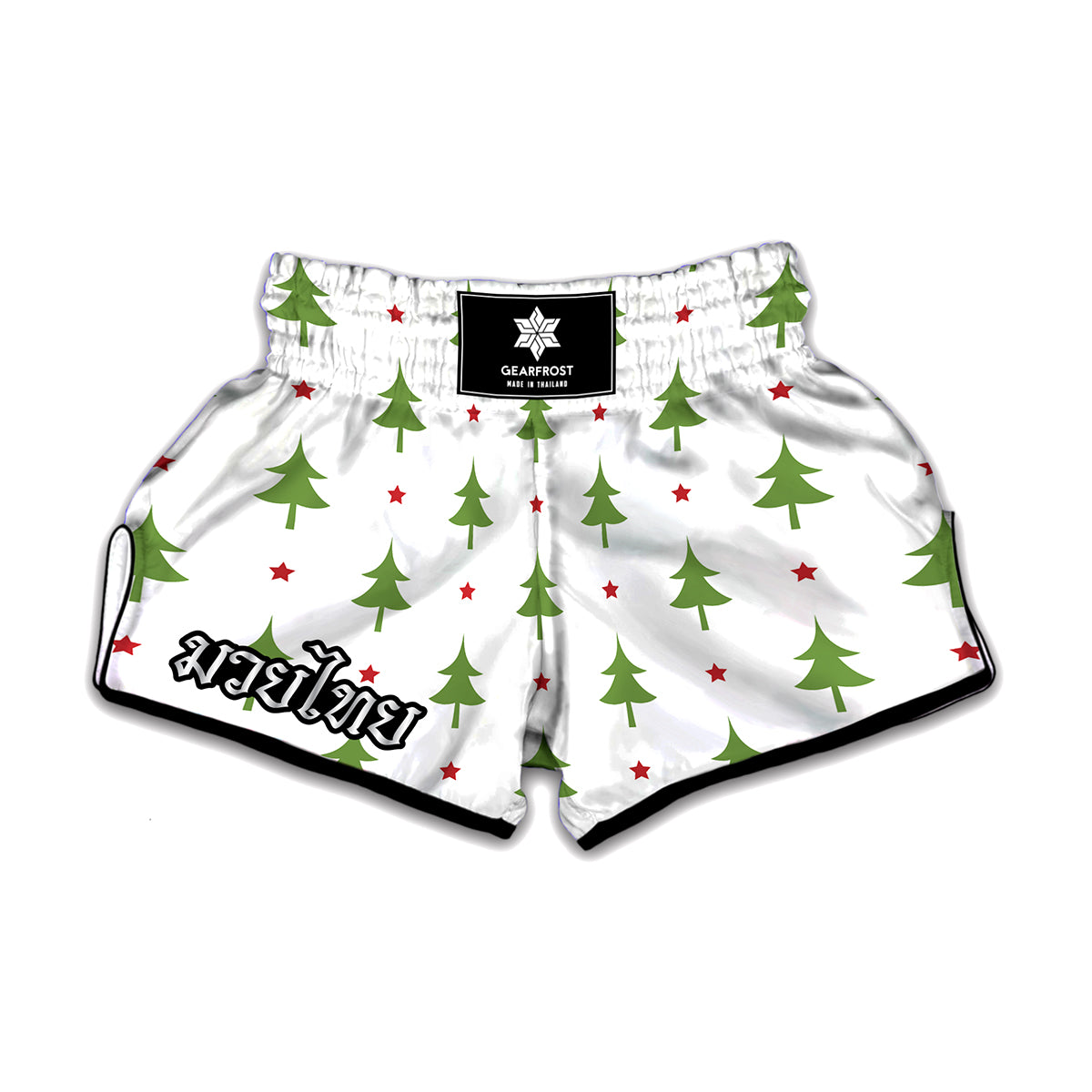 Christmas Tree And Star Pattern Print Muay Thai Boxing Shorts