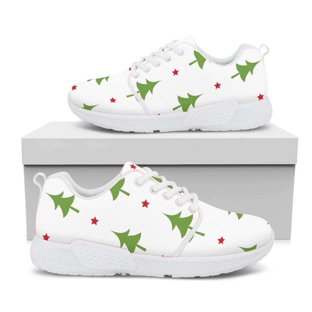 Christmas Tree And Star Pattern Print White Athletic Shoes