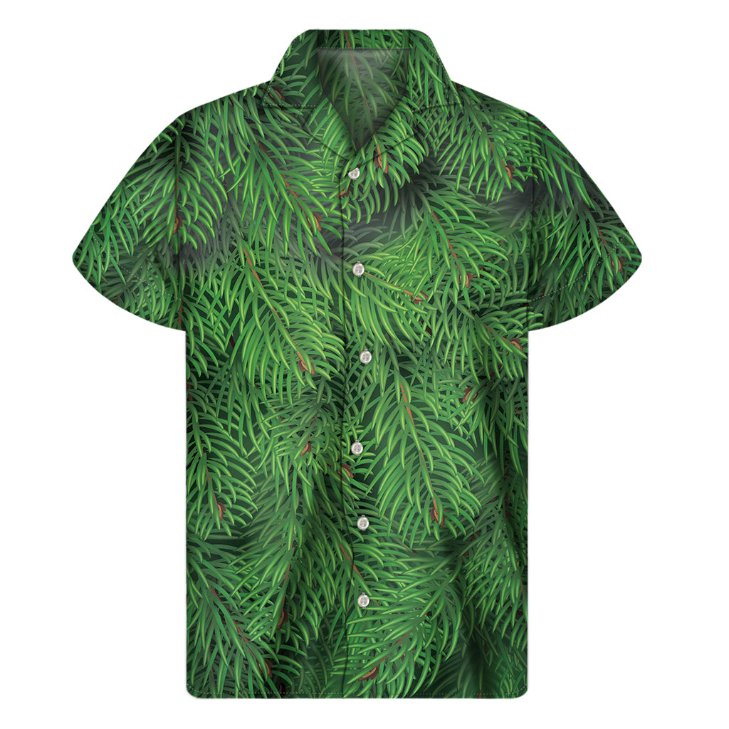 Christmas Tree Branches Print Men's Short Sleeve Shirt