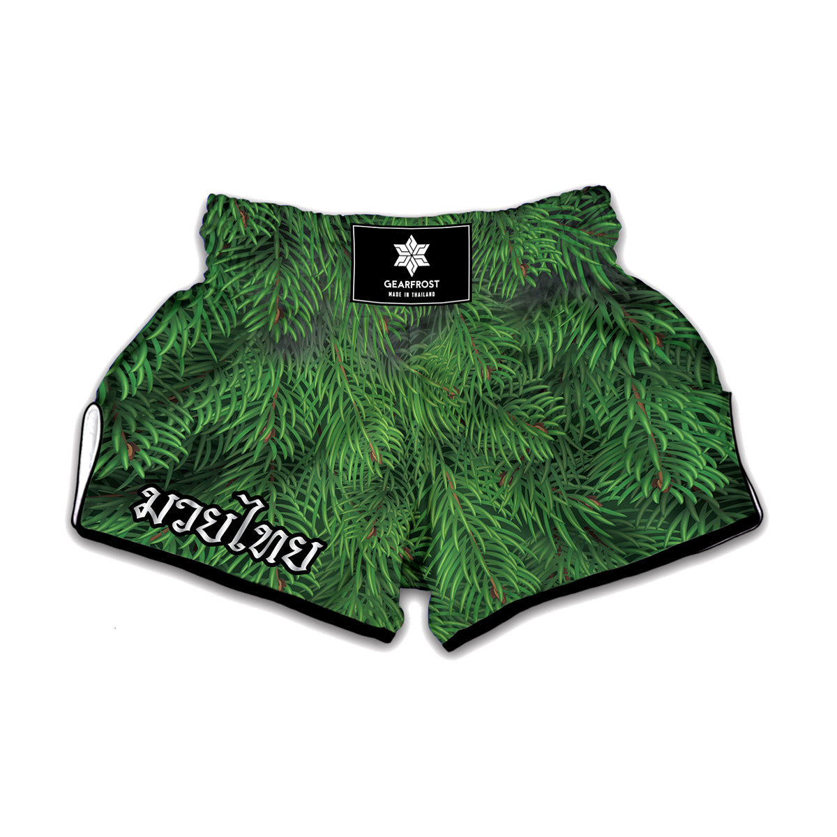 Christmas Tree Branches Print Muay Thai Boxing Shorts