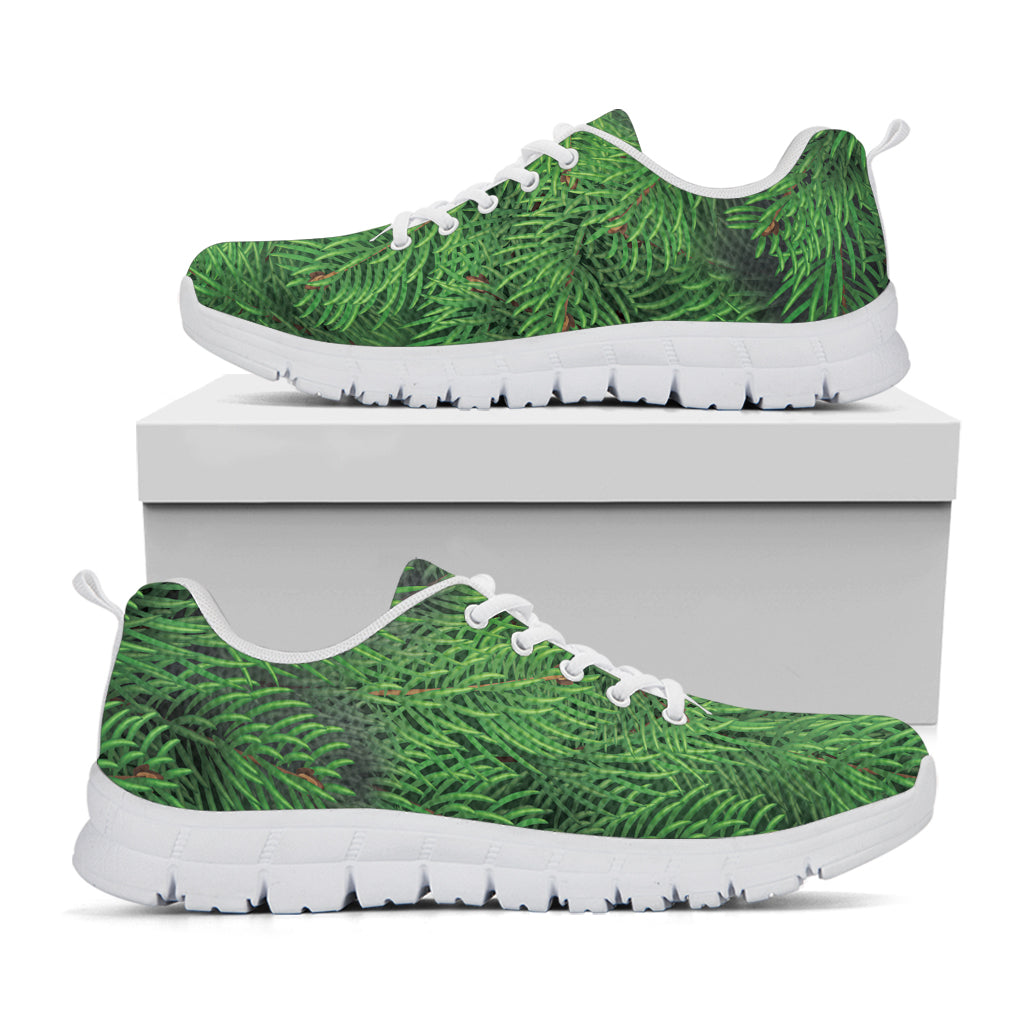 Christmas Tree Branches Print White Sneakers