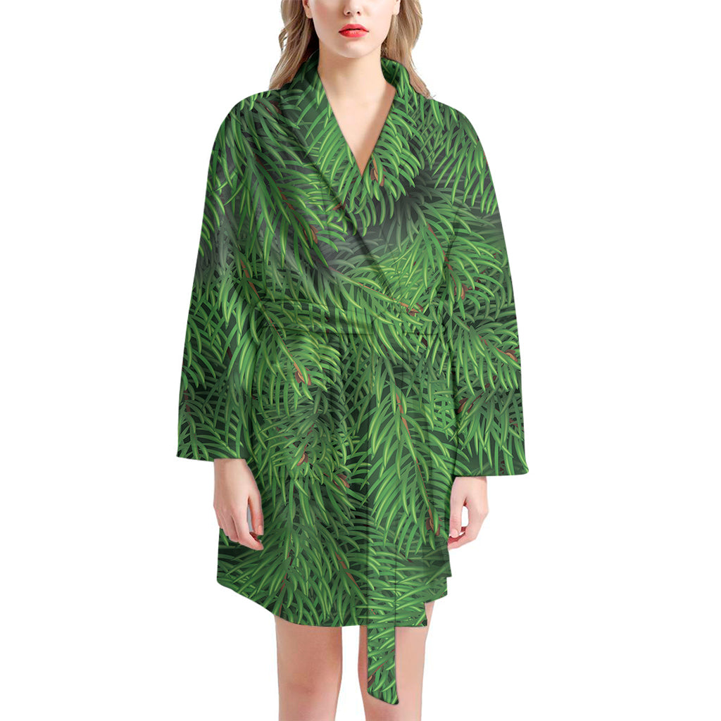 Christmas Tree Branches Print Women's Bathrobe