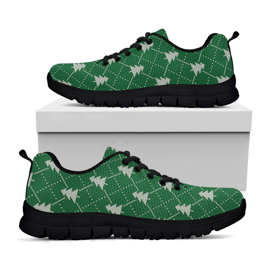 Christmas Tree Knitted Pattern Print Black Sneakers