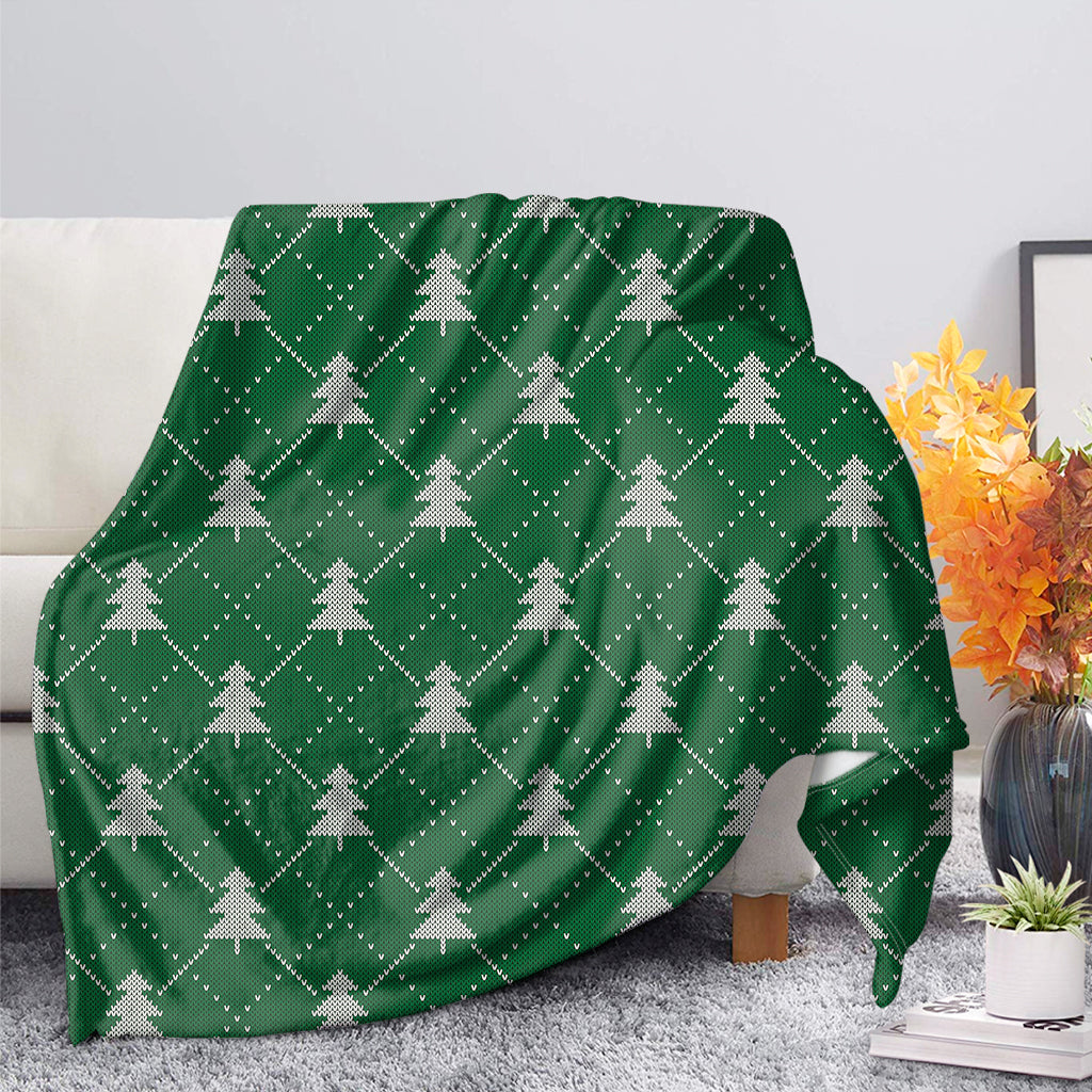 Christmas Tree Knitted Pattern Print Blanket