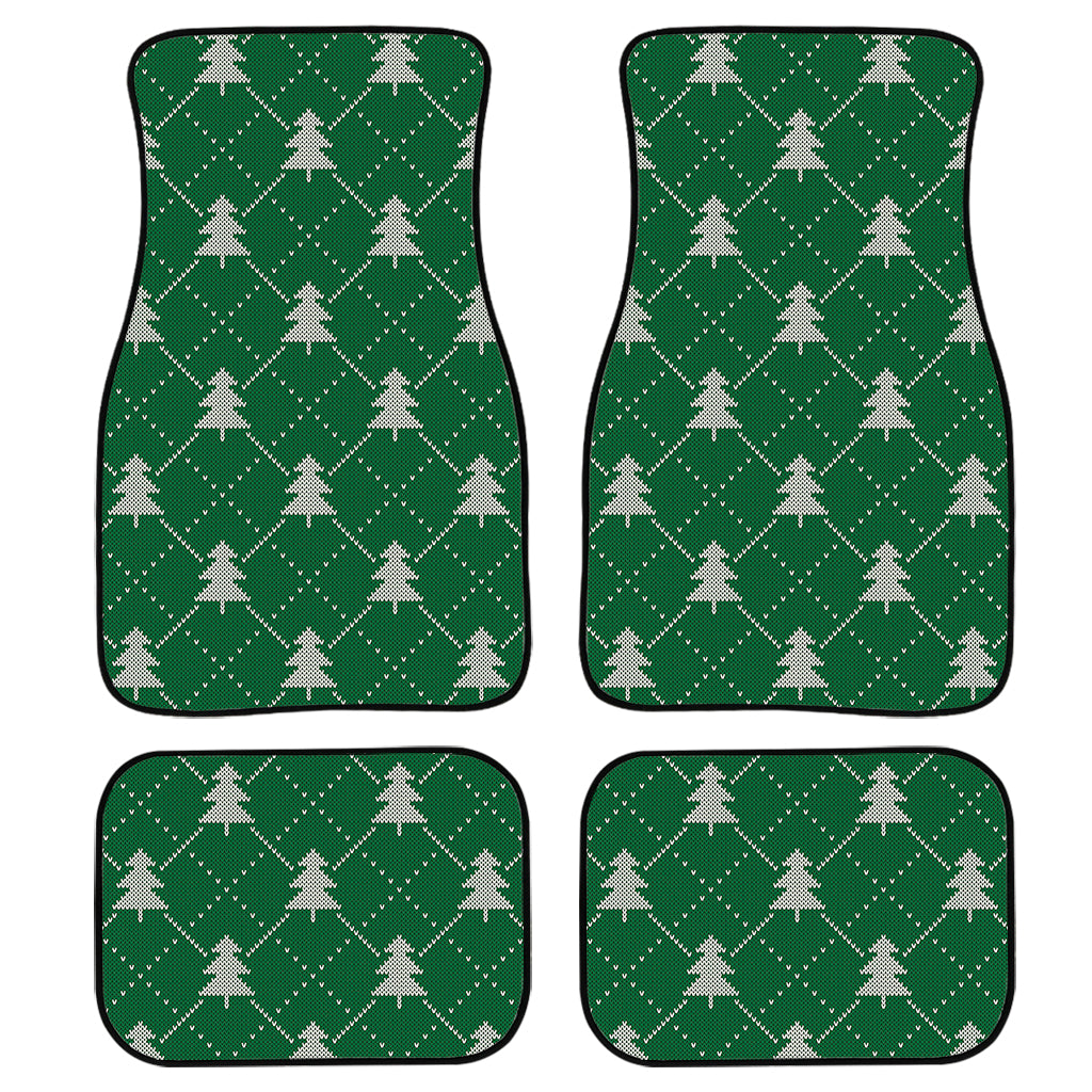 Christmas Tree Knitted Pattern Print Front and Back Car Floor Mats