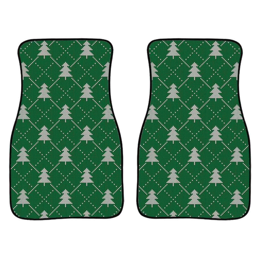 Christmas Tree Knitted Pattern Print Front Car Floor Mats