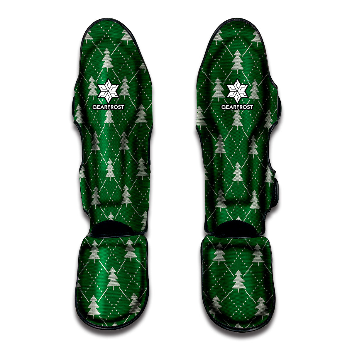 Christmas Tree Knitted Pattern Print Muay Thai Shin Guards