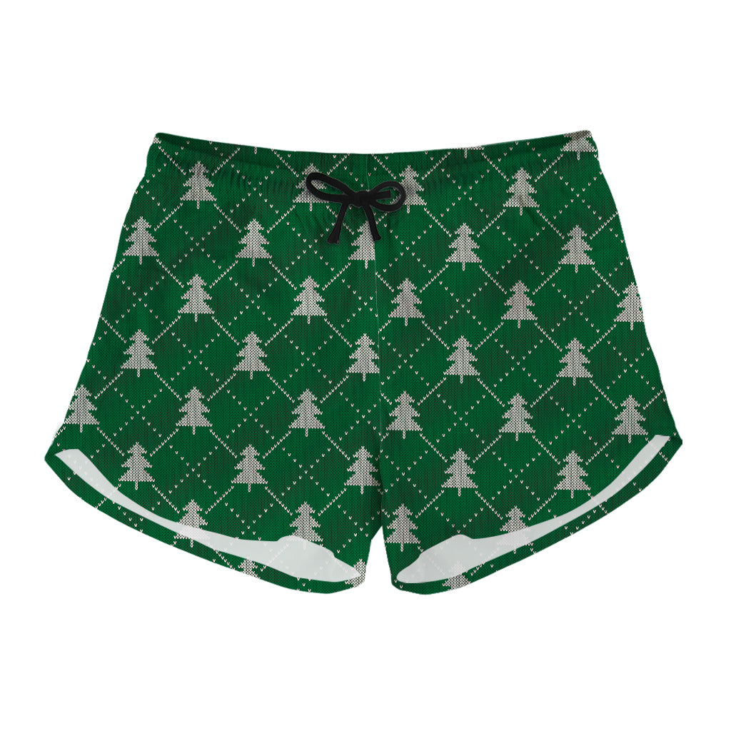 Christmas Tree Knitted Pattern Print Women's Shorts