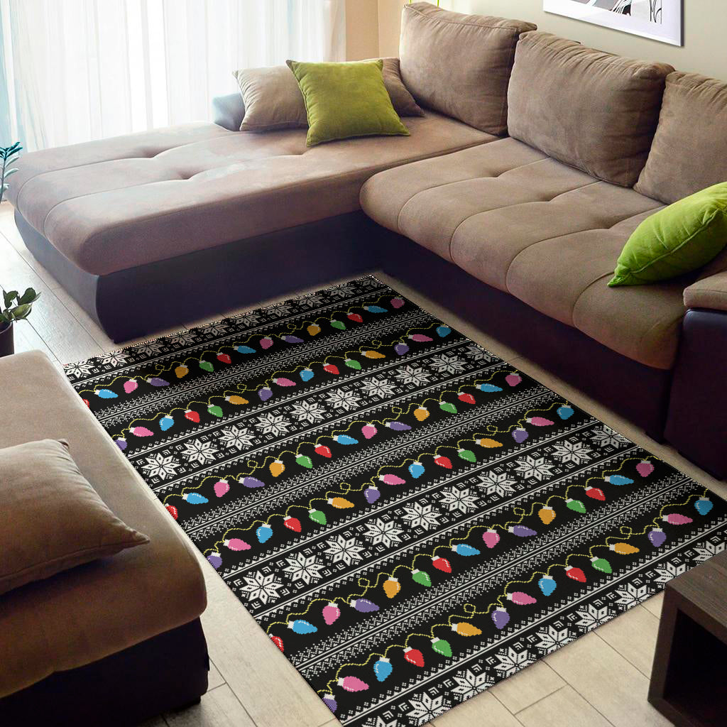 Christmas Tree Lights Print Area Rug