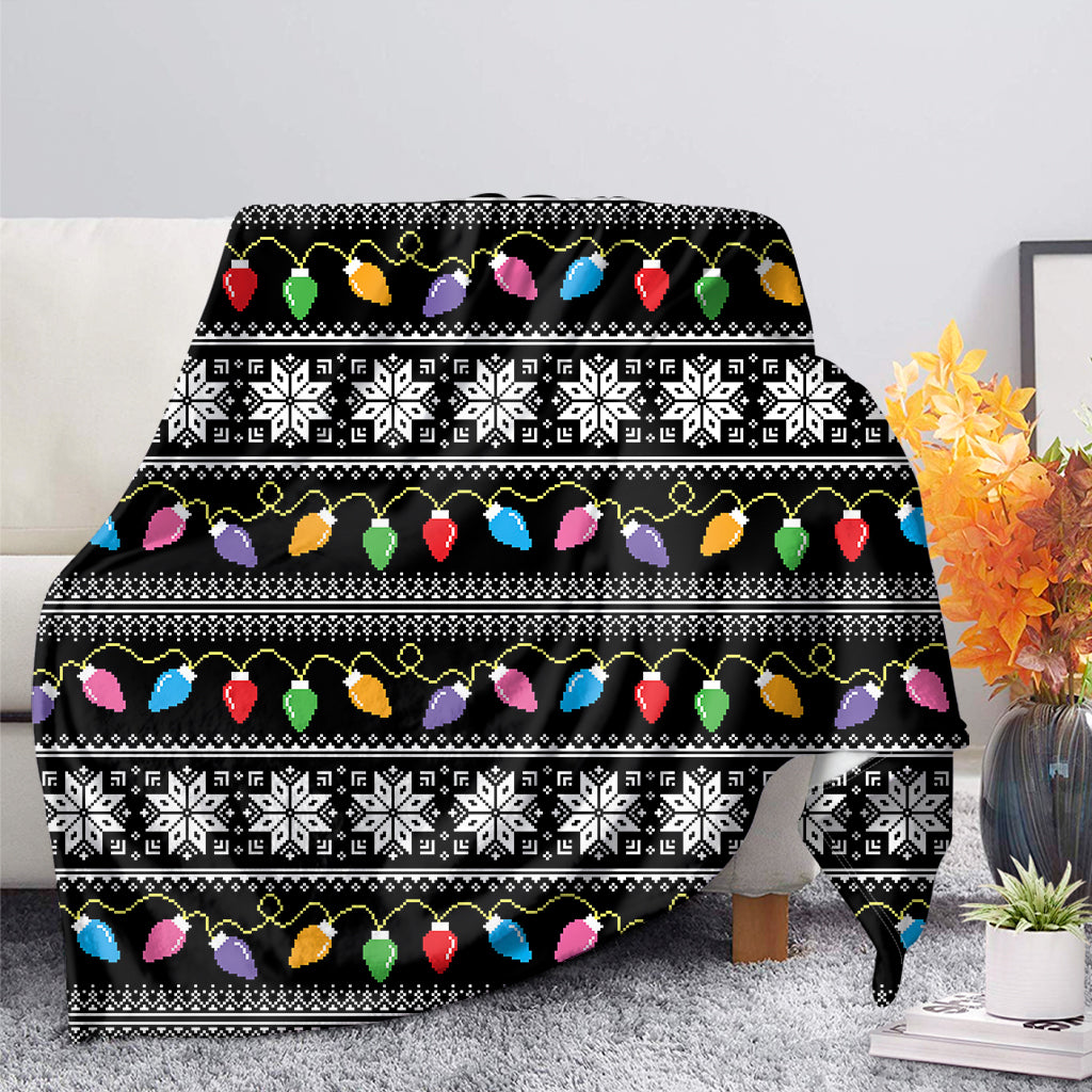 Christmas Tree Lights Print Blanket