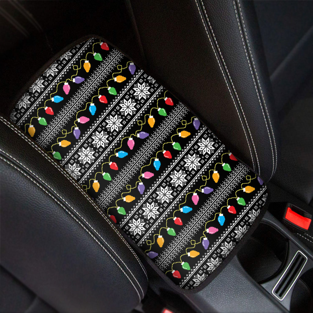 Christmas Tree Lights Print Car Center Console Cover