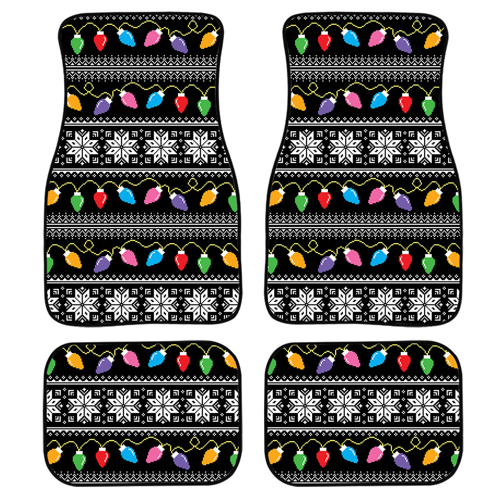 Christmas Tree Lights Print Front and Back Car Floor Mats