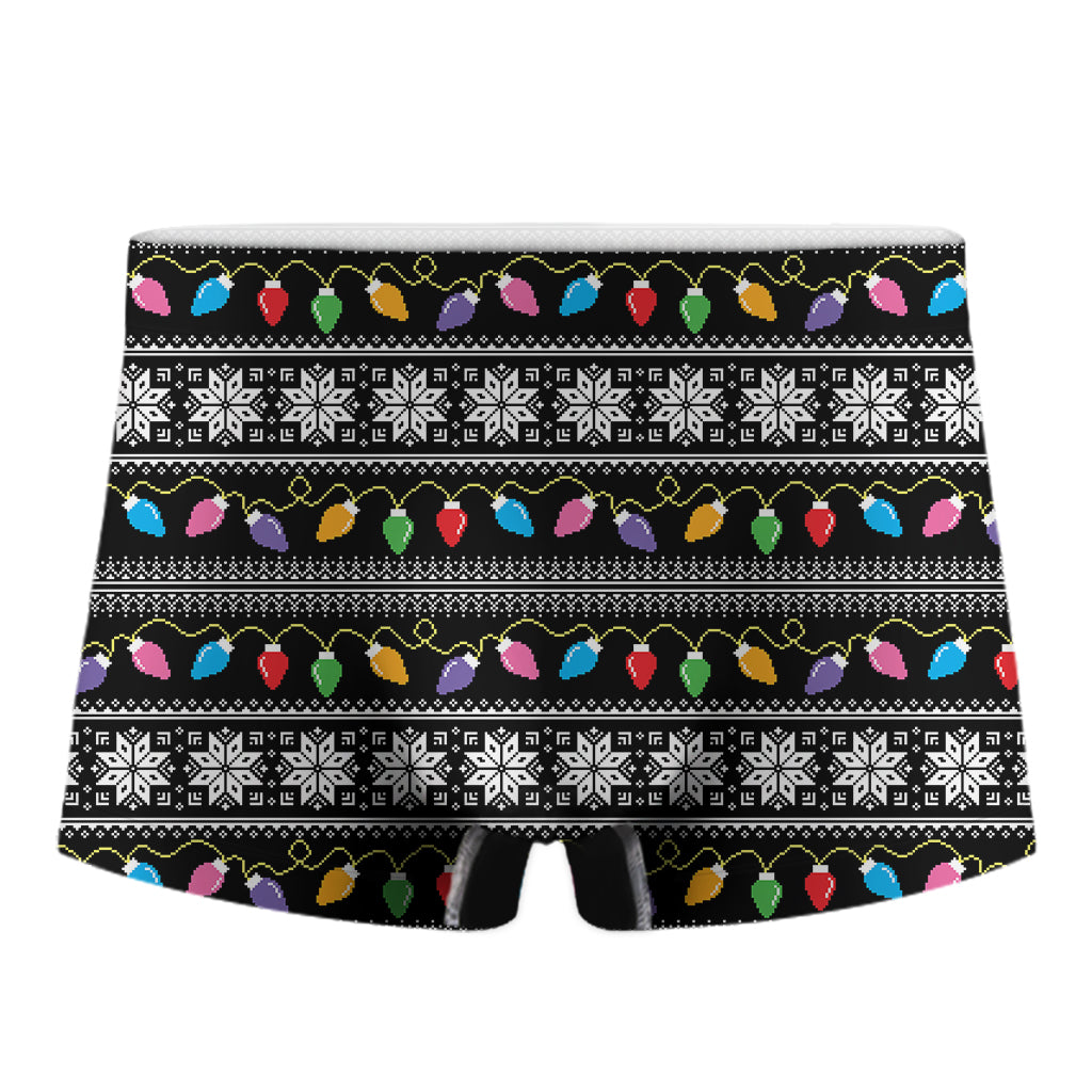 Christmas Tree Lights Print Men's Boxer Briefs