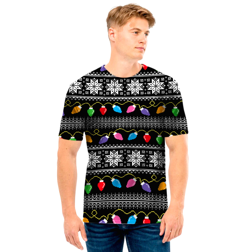 Christmas Tree Lights Print Men's T-Shirt