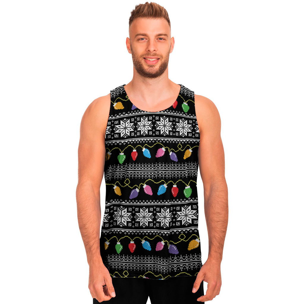 Christmas Tree Lights Print Men's Tank Top