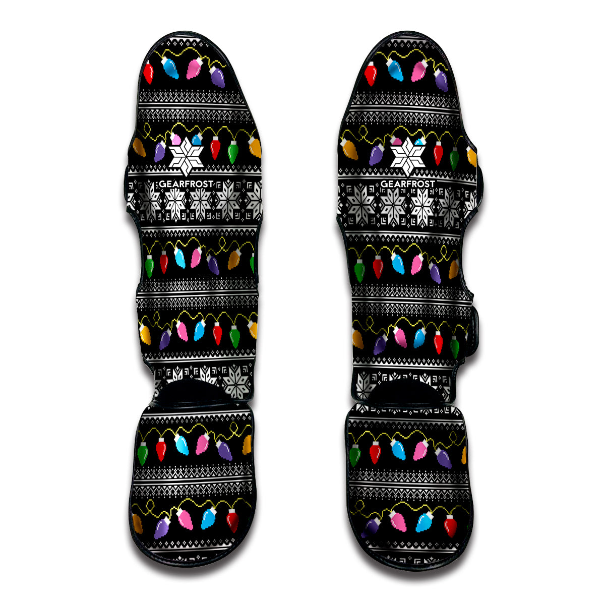 Christmas Tree Lights Print Muay Thai Shin Guards