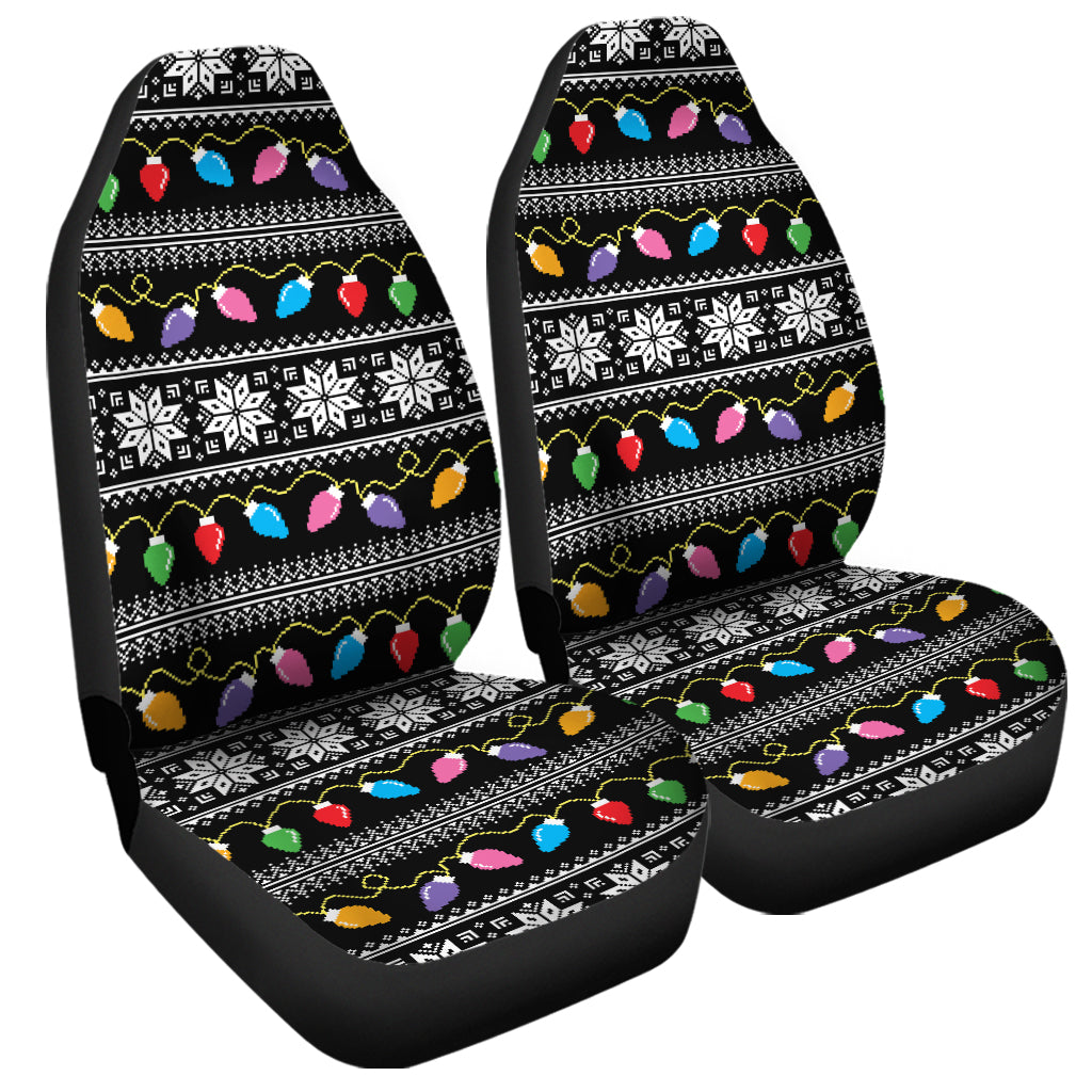 Christmas Tree Lights Print Universal Fit Car Seat Covers