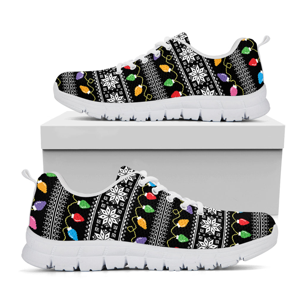 Christmas Tree Lights Print White Sneakers