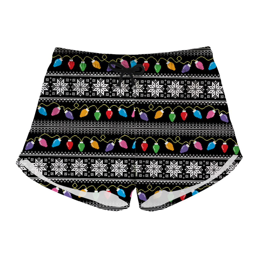 Christmas Tree Lights Print Women's Shorts