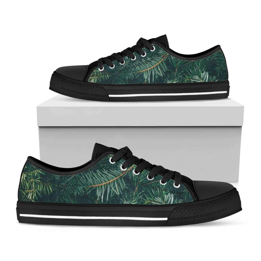 Christmas Tree Print Black Low Top Shoes