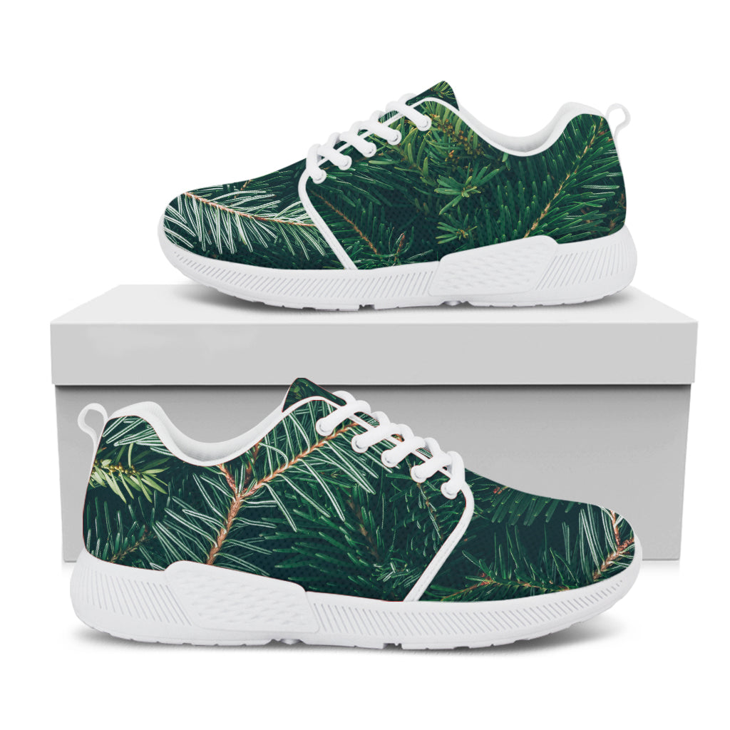 Christmas Tree Print White Athletic Shoes