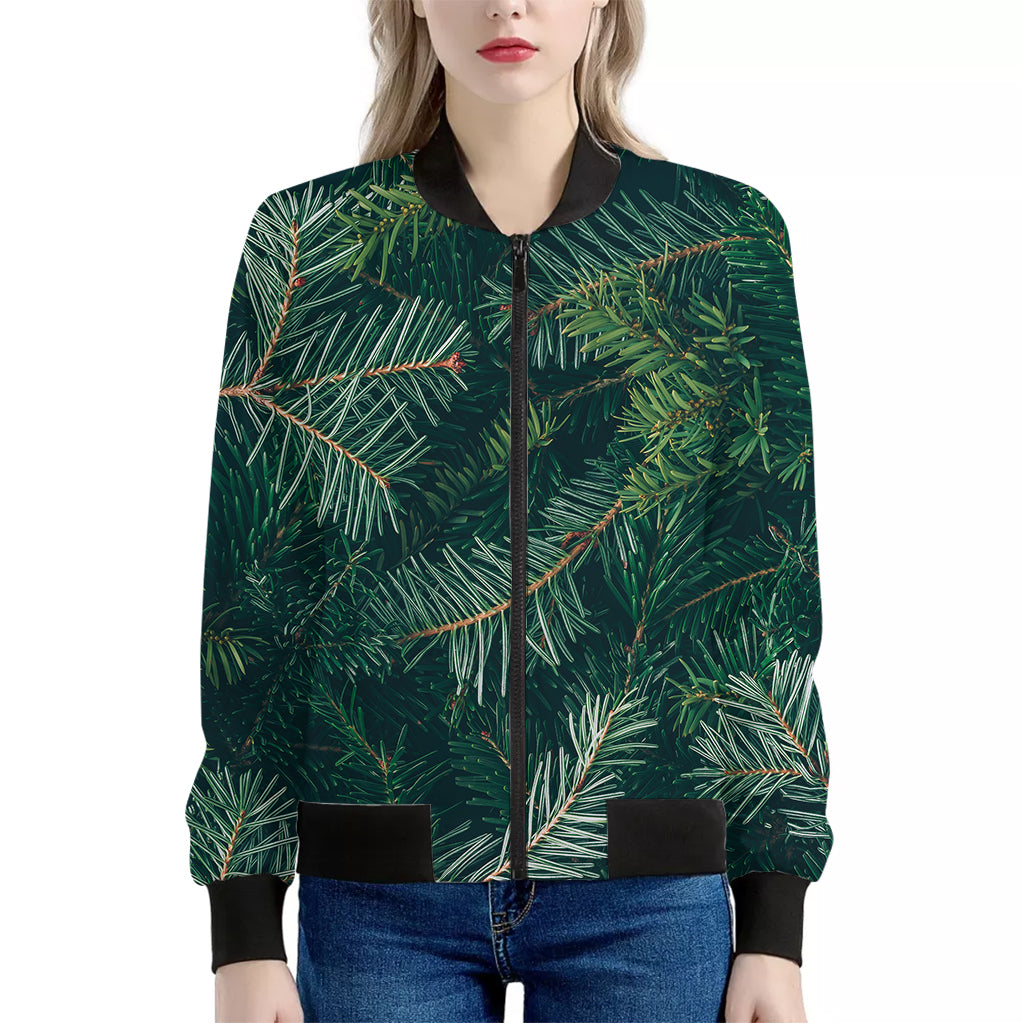 Christmas Tree Print Women's Bomber Jacket