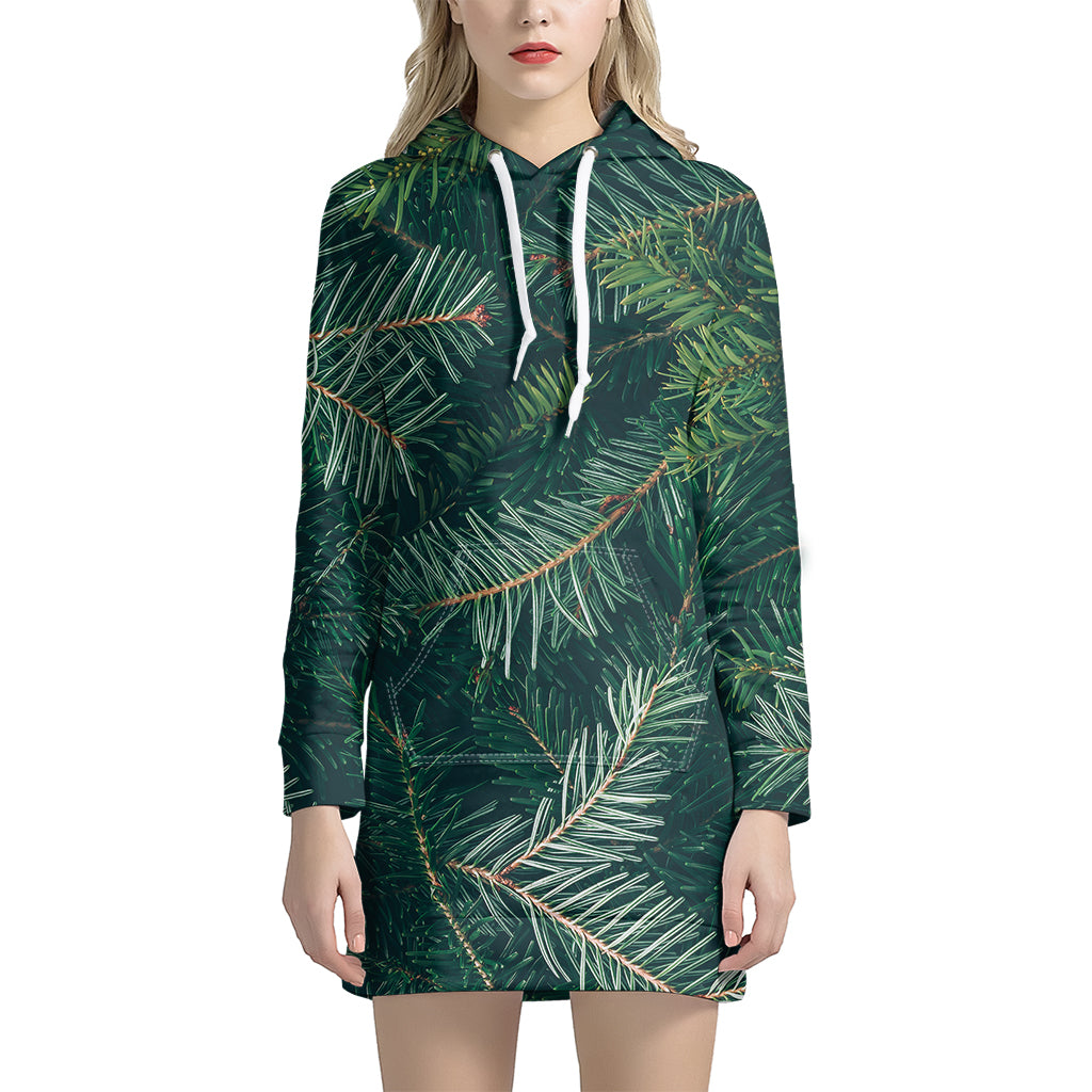 Christmas Tree Print Women's Pullover Hoodie Dress