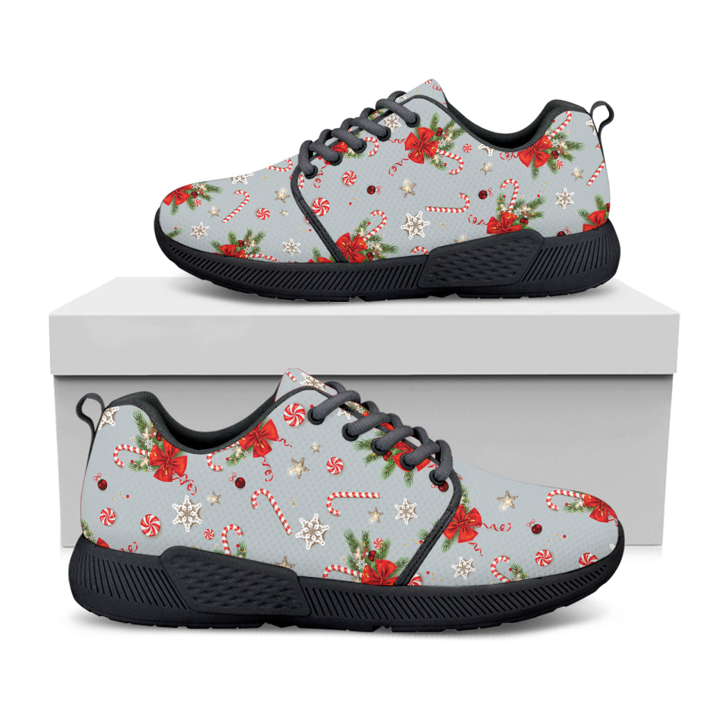 Christmas Winter Holiday Pattern Print Black Athletic Shoes