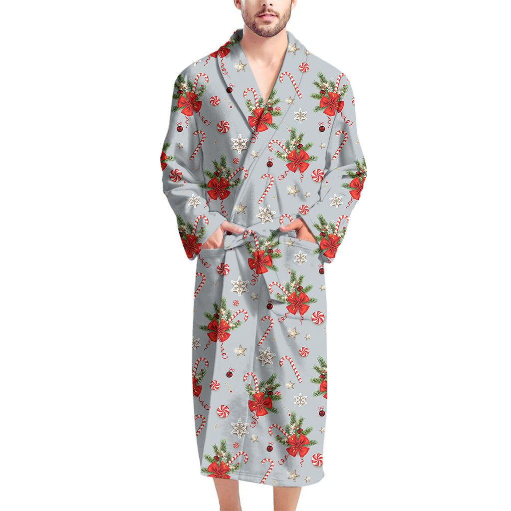 Christmas Winter Holiday Pattern Print Men's Bathrobe