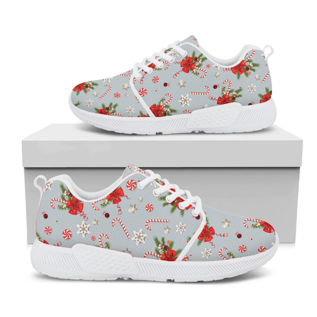 Christmas Winter Holiday Pattern Print White Athletic Shoes