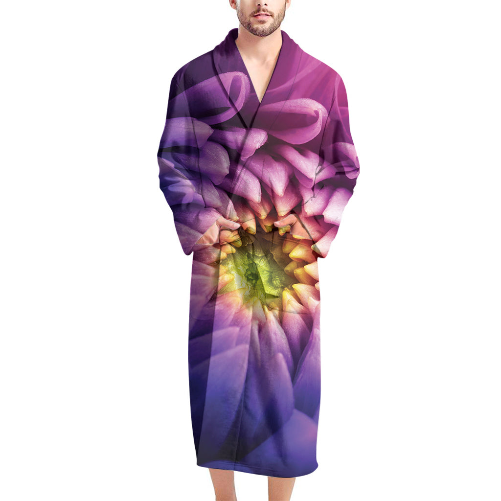 Chrysanthemum Flower Print Men's Bathrobe