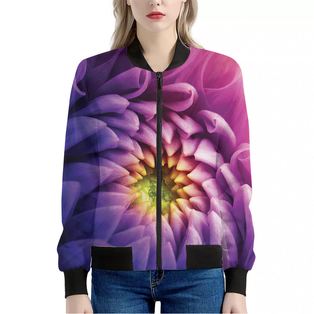 Chrysanthemum Flower Print Women's Bomber Jacket