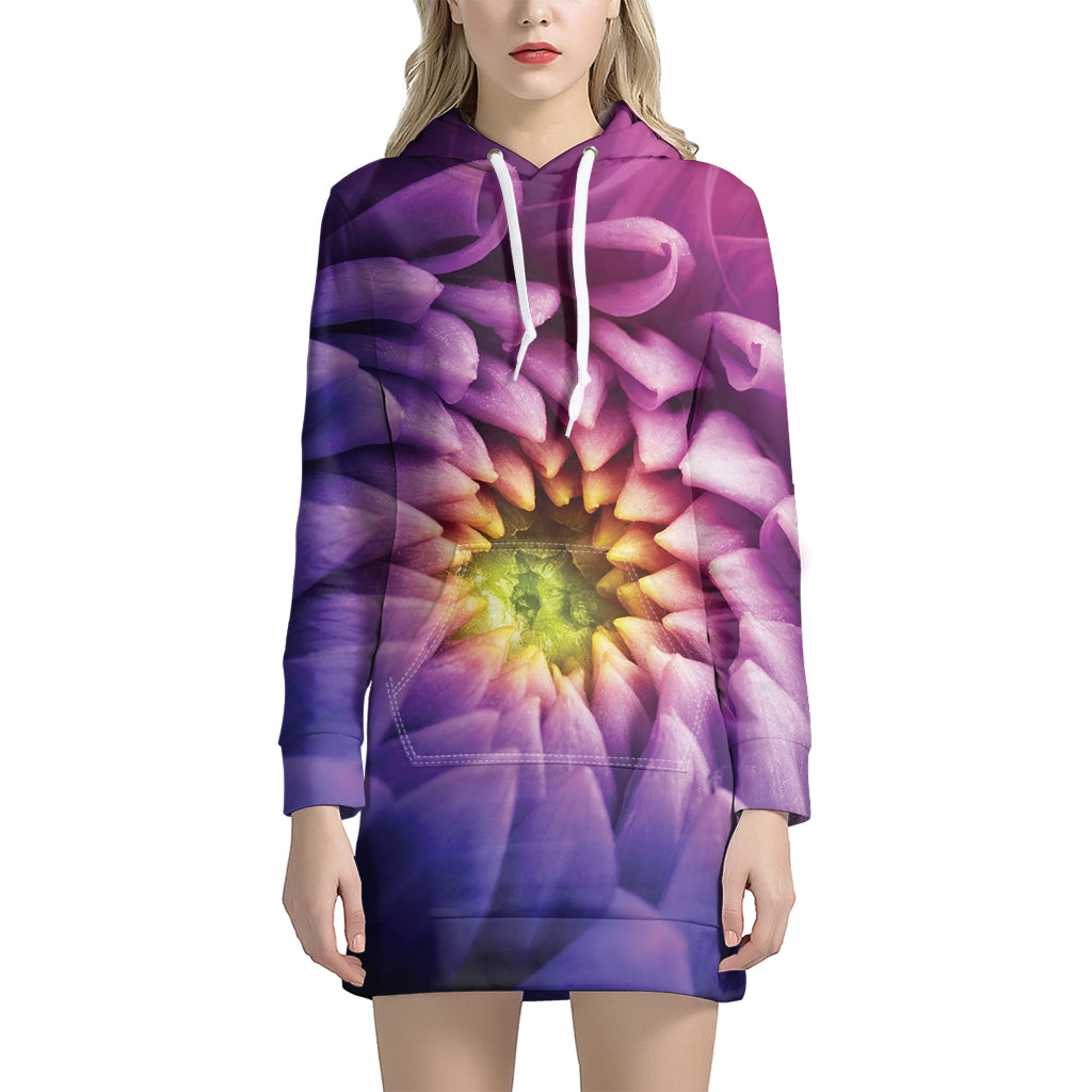 Chrysanthemum Flower Print Women's Pullover Hoodie Dress