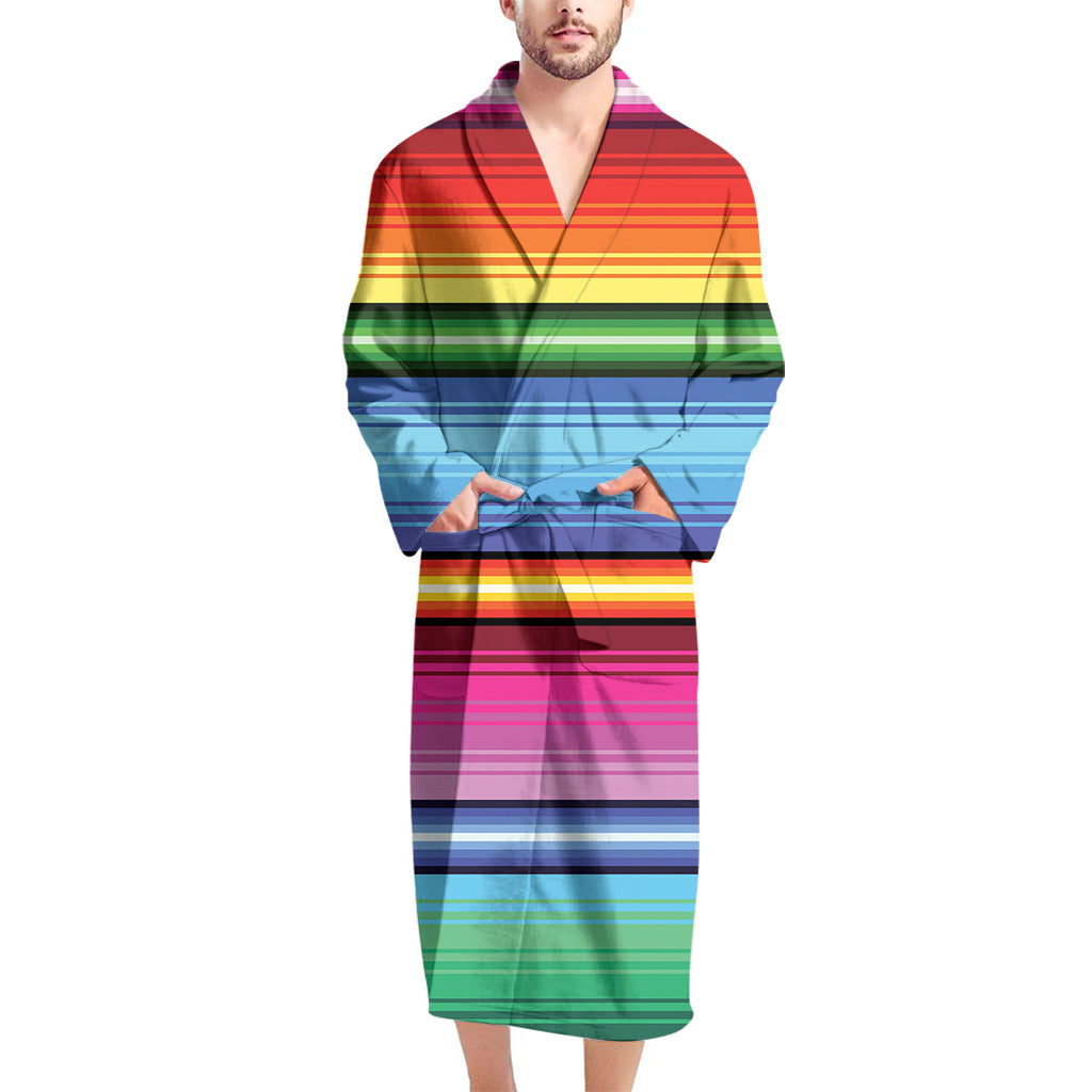 Cinco De Mayo Mexican Stripe Print Men's Bathrobe