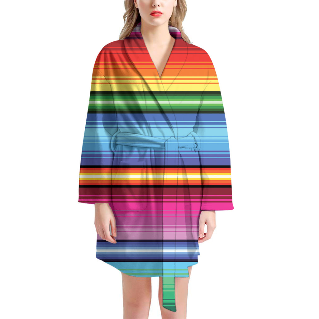 Cinco De Mayo Mexican Stripe Print Women's Bathrobe