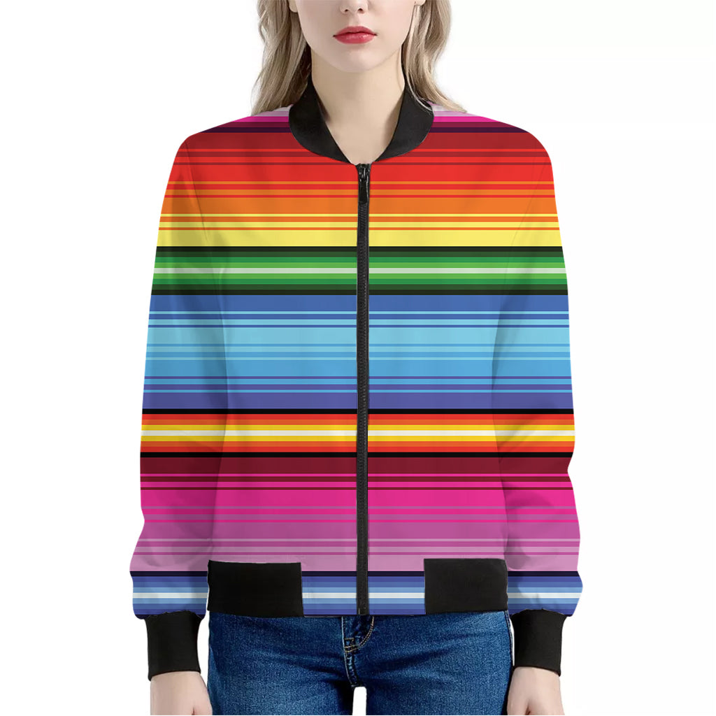 Cinco De Mayo Mexican Stripe Print Women's Bomber Jacket