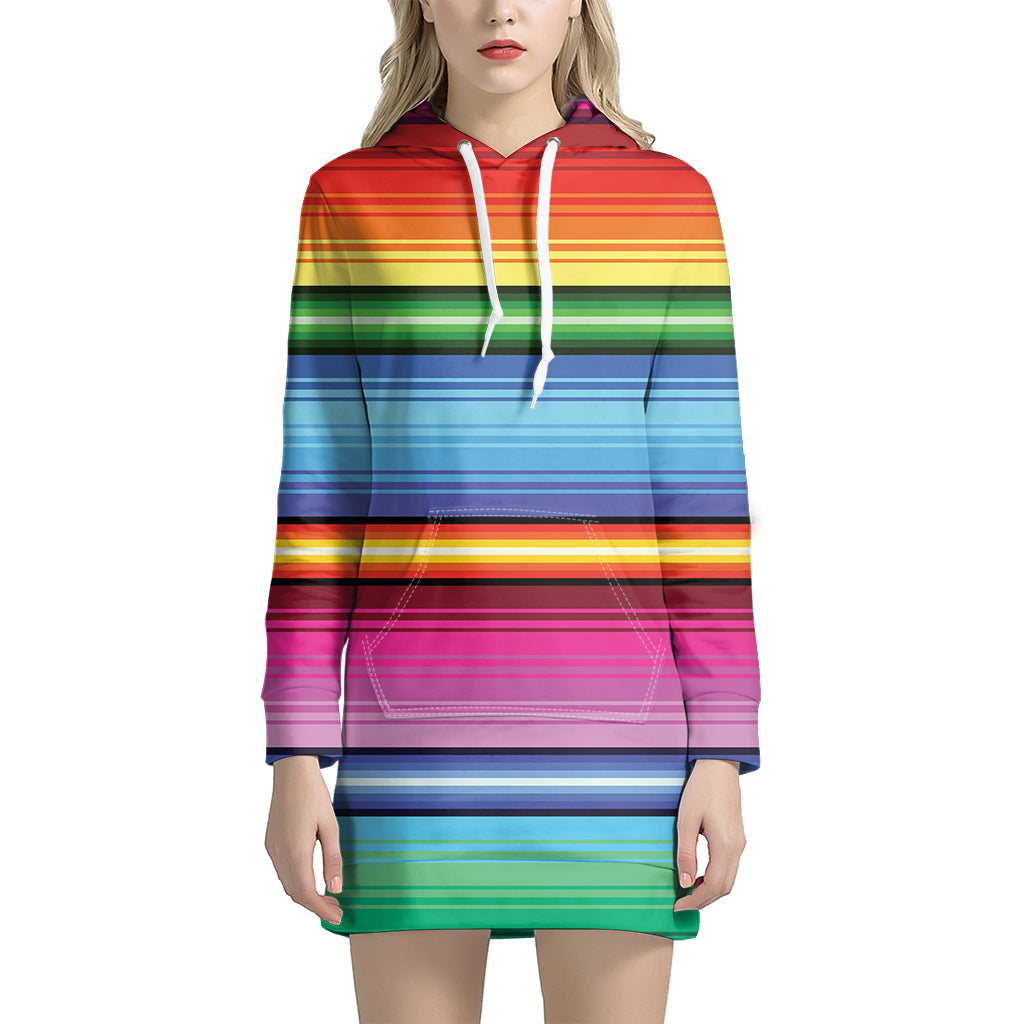 Cinco De Mayo Mexican Stripe Print Women's Pullover Hoodie Dress