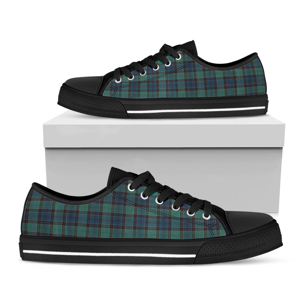 Clan Campbell Tartan Pattern Print Black Low Top Shoes