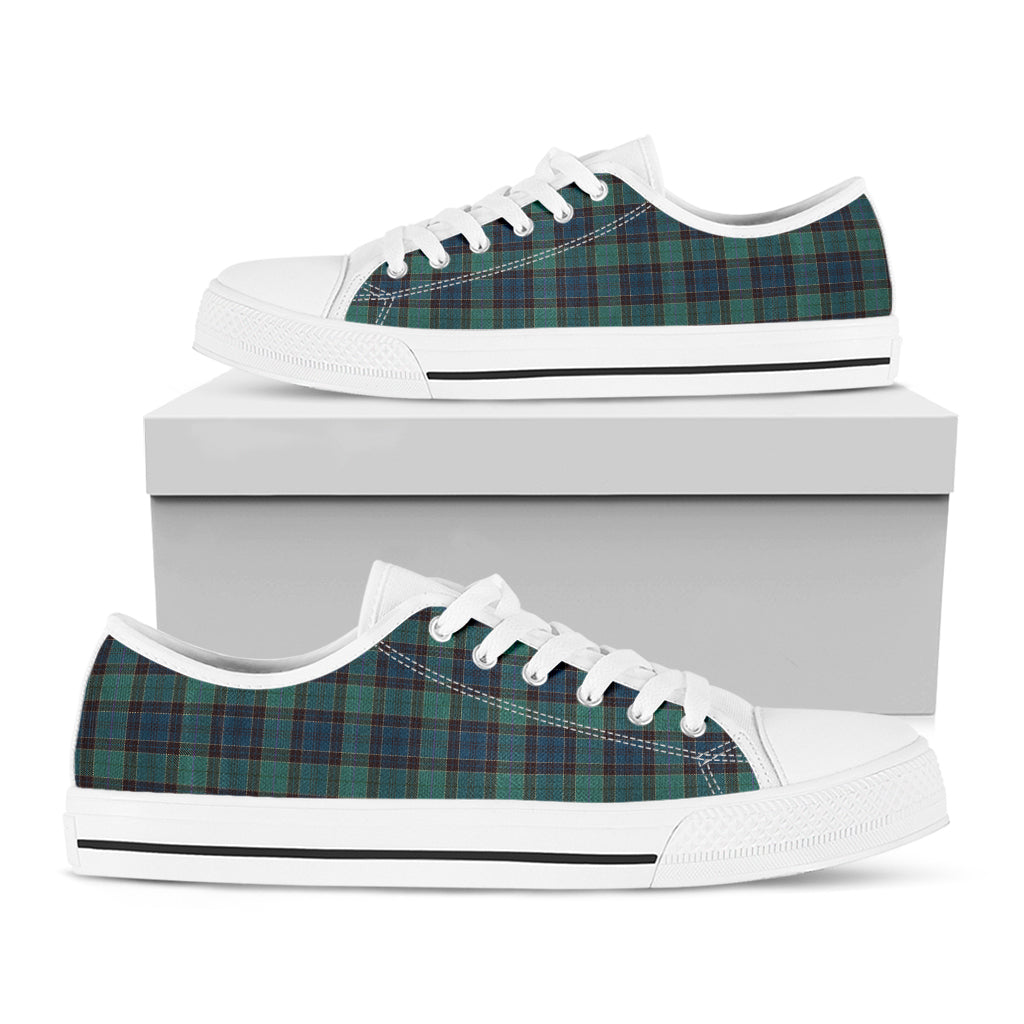 Clan Campbell Tartan Pattern Print White Low Top Shoes