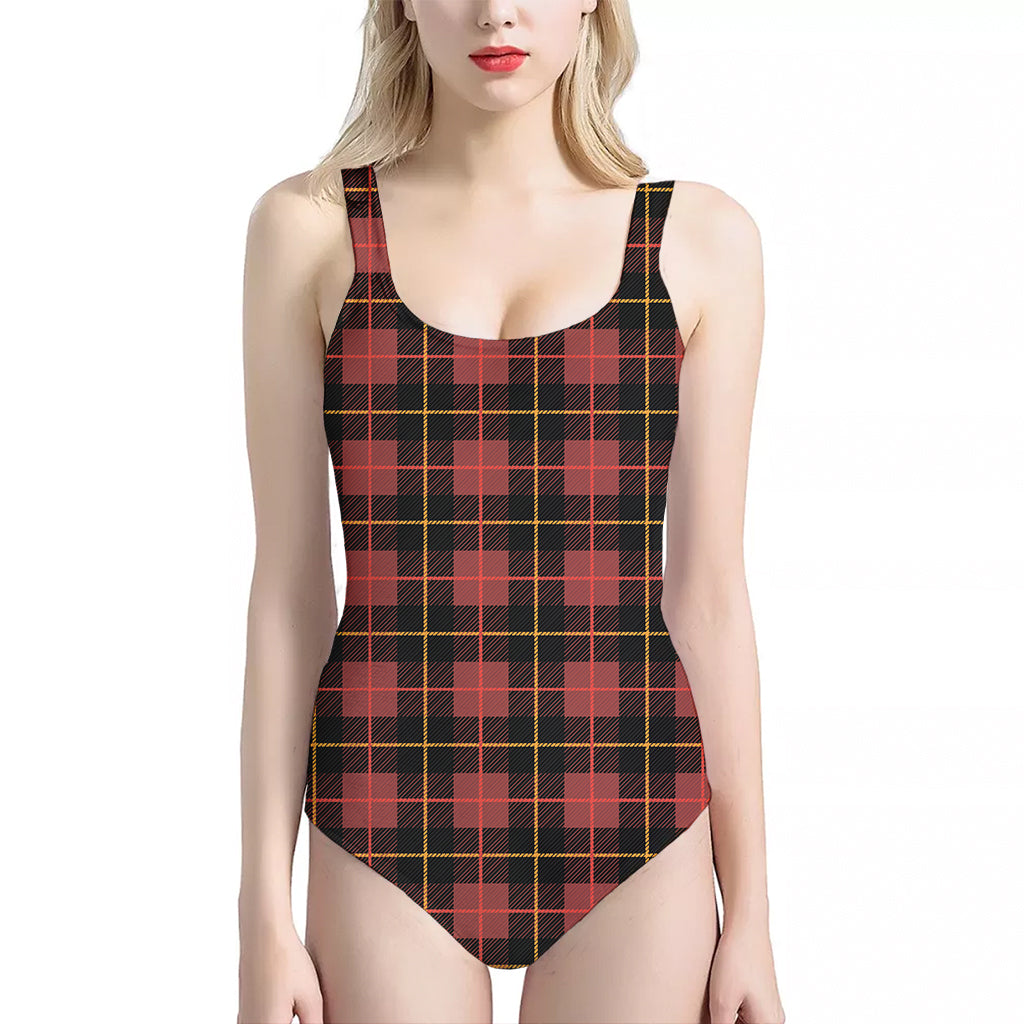 Clan Macqueen Tartan Pattern Print One Piece Halter Neck Swimsuit