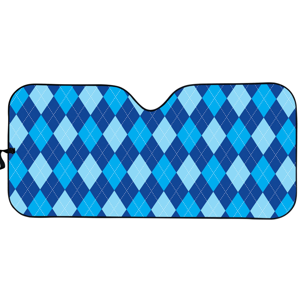 Classic Blue Argyle Pattern Print Car Sun Shade