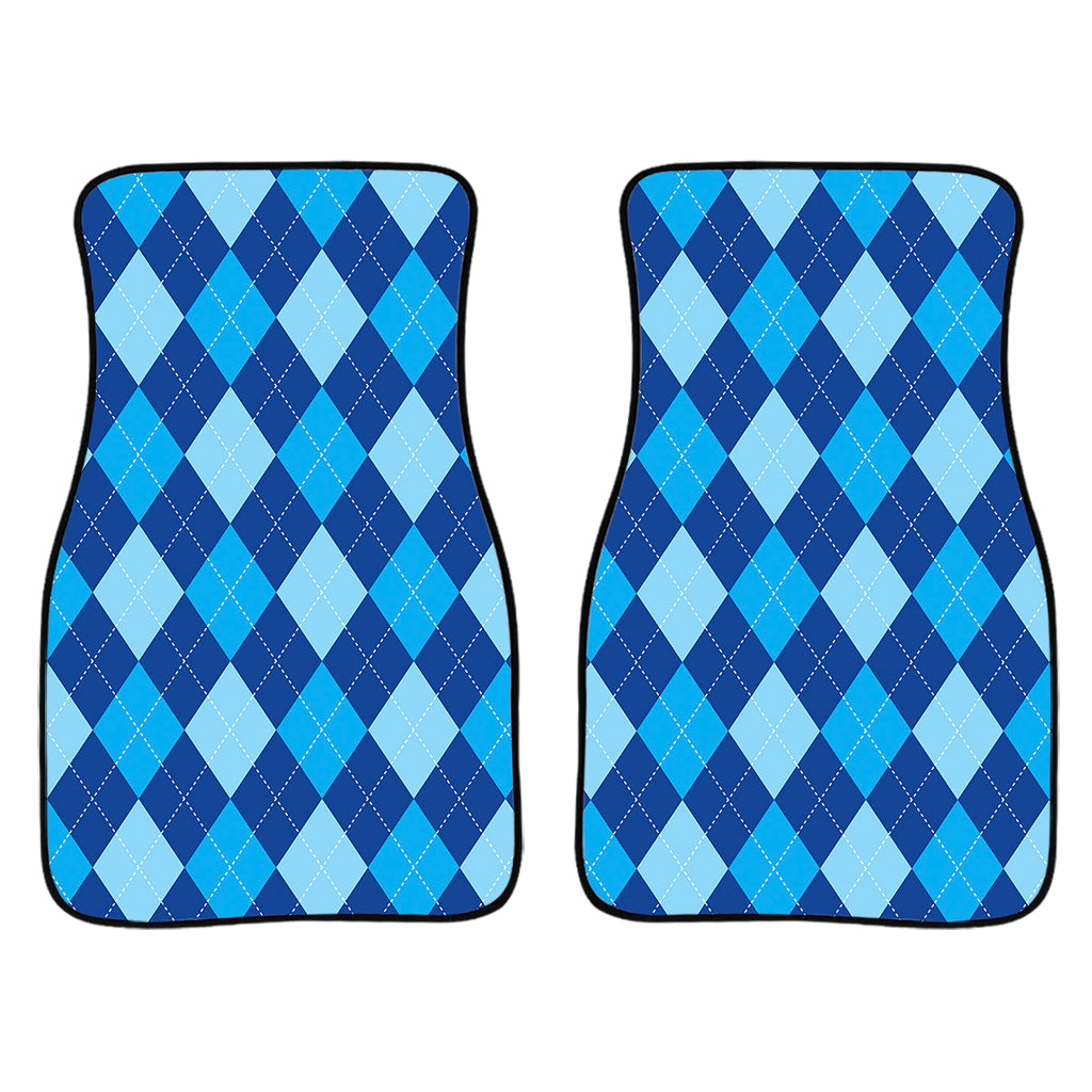 Classic Blue Argyle Pattern Print Front Car Floor Mats