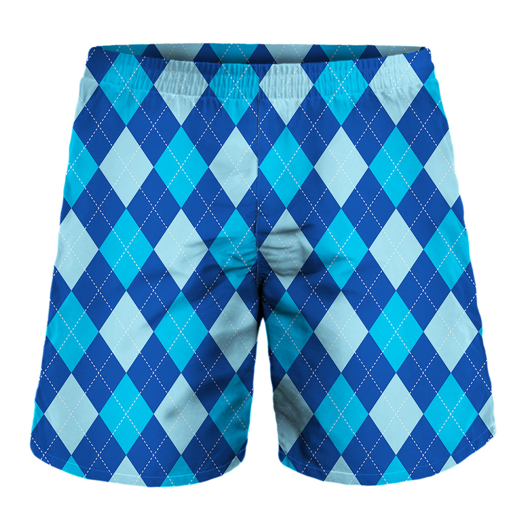 Classic Blue Argyle Pattern Print Men's Shorts