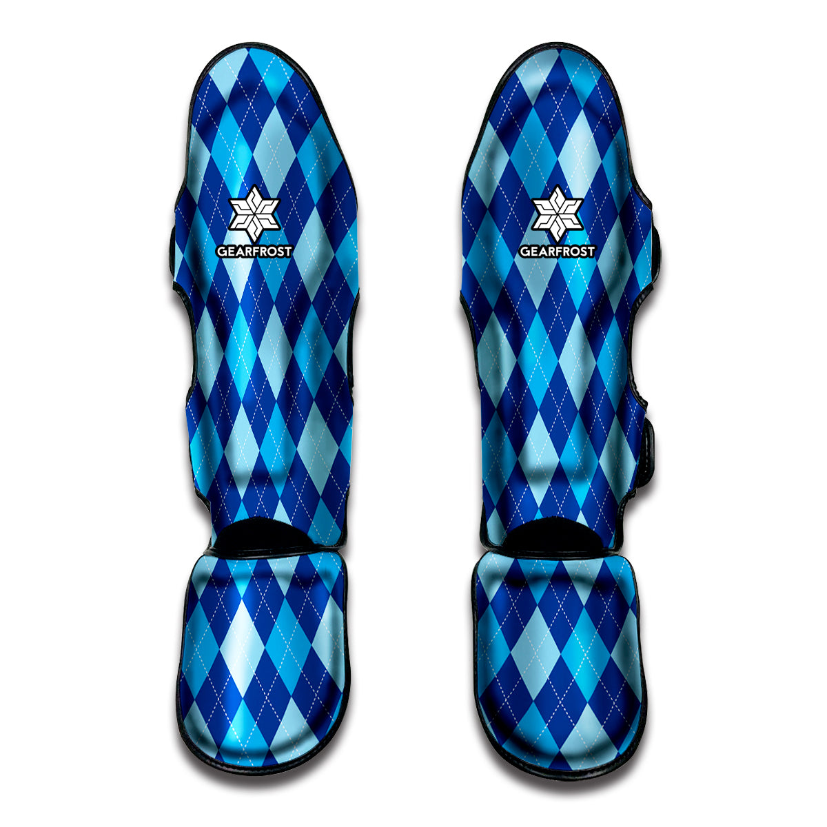 Classic Blue Argyle Pattern Print Muay Thai Shin Guards