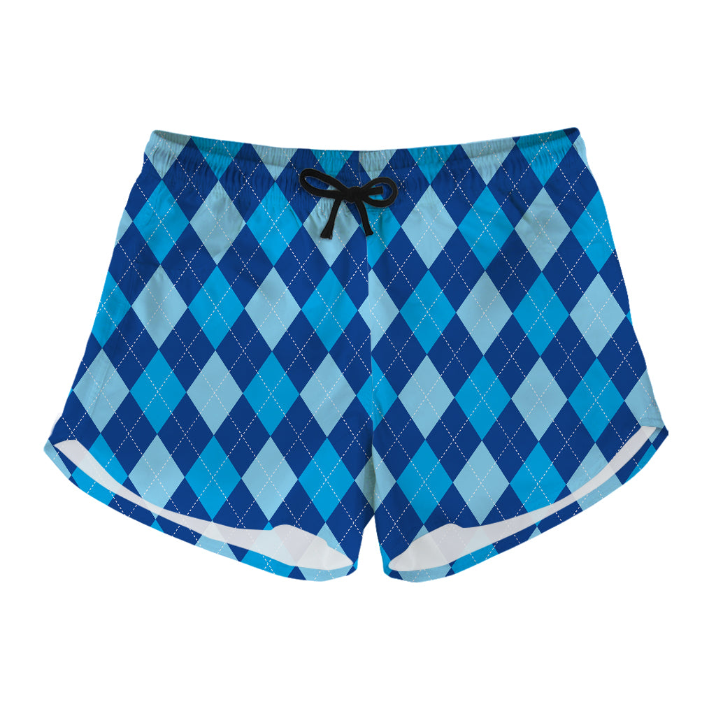 Classic Blue Argyle Pattern Print Women's Shorts