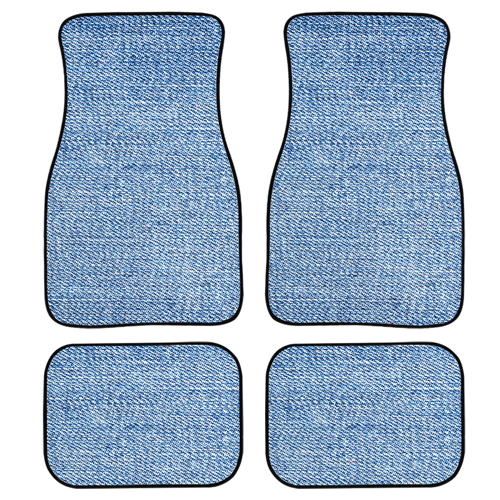 Classic Blue Denim Jeans Print Front and Back Car Floor Mats